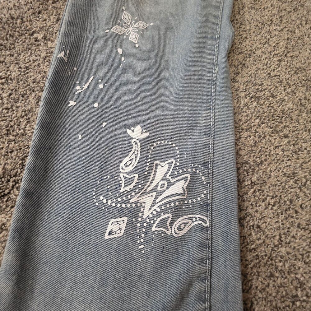 M. Society Politcally Incorrect Jeans Size 36 X 32 Skinny Distressed Skull Moto - Picture 7 of 13